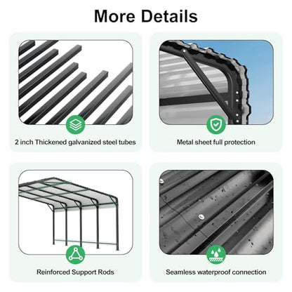 20x20 FT Metal Carport Canopy with Reinforced Base