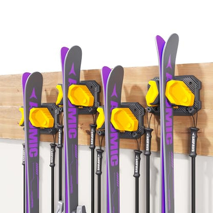 Ski & Snowboard Wall Rack for Garage Wall Fits Any Ski