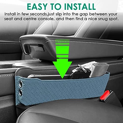 2 Set Car Seat Gap Filler Organizer Compatible for Tesla Model 3 Y X S Accessories Auto Console Side Extra Storage Boxes Seat Crevice Storage Box Leather Upgrade Front Seat Storage