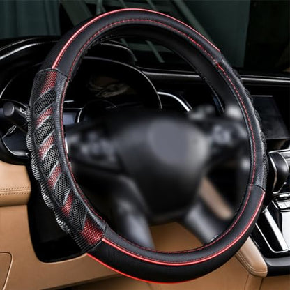 car Steering Wheel Cover Faux Leather Massage Universal fit 3D Honeycomb Hole Anti