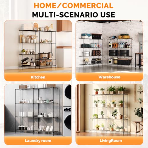 58" W Storage Shelves 1220LBS Heavy Duty Metal Shelving (4 Count)