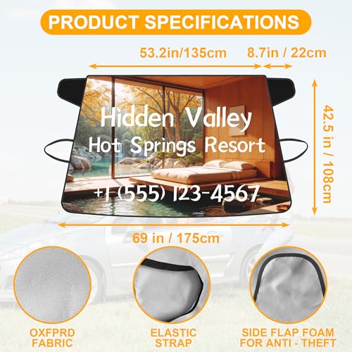 Custom Windshield Cover for ice and Snow Personalized car Windshield Snow Cover Add Your Photo Logo Text Image All Seasons Sunshade Cover Universal for SUV Truck Sedan Van