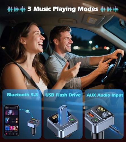 FM Transmitter Bluetooth Car Adapter 42W Fast Charge