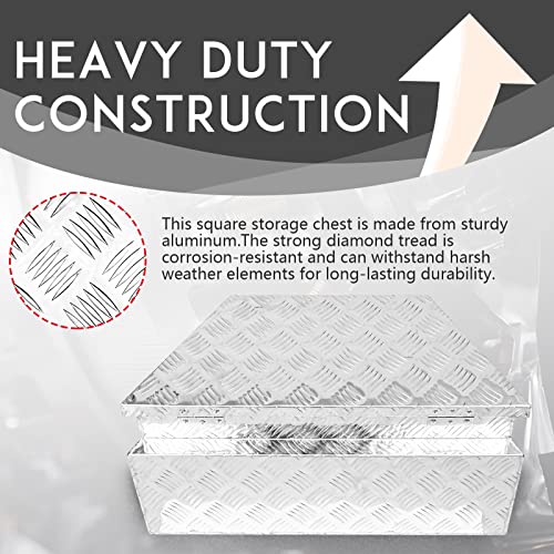 27" x 13" x 13" Trailer Tongue Tool Box with Latch and Keys Heavy Duty Aluminum Trailer Toolbox Organizer Truck Underbody Box Compatible with Pick Up Truck Bed RV Trailer ATV Silver