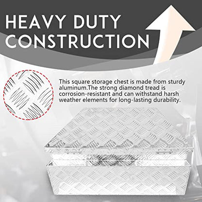 27" x 13" x 13" Trailer Tongue Tool Box with Latch and Keys Heavy Duty Aluminum Trailer Toolbox Organizer Truck Underbody Box Compatible with Pick Up Truck Bed RV Trailer ATV Silver