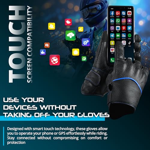 Motorcycle Gloves Men's Leather Motorbike Gloves Touchscreen Function