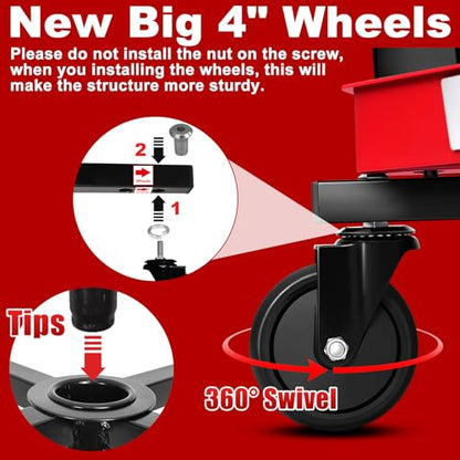 Rolling Shop Stool with Wheels
