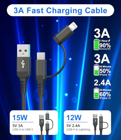 USB to USB C and Lightning Cable Support Apple Carplay & Android Auto