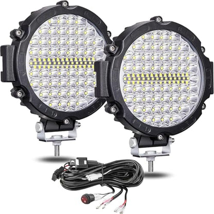7 Inch Round LED Off Road Lights with Wiring Harness (2 Count)