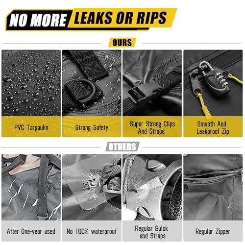 Extra Wide 42 Cubic Feet Waterproof Rooftop Cargo Carrier Bag Heavy Duty Car Roof Rack Bag for Full