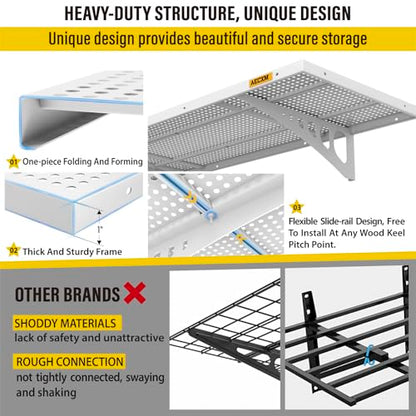 2 Pack 1.64x4ft Adjustable Garage Wall Shelving 560lbs Load Capacity Heavy Duty Wall Mounted Storage Shelf Metal Floating Shelves for Garage (2 Count)