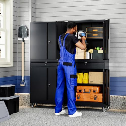 Metal Garage Storage Cabinet with Locking Doors and Adjustable Shelves