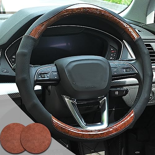 Wood Grain Steering Wheel Cover Car Steering Wheel Covers 14.5 (3 Count)