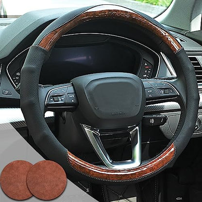Wood Grain Steering Wheel Cover Car Steering Wheel Covers 14.5 (3 Count)