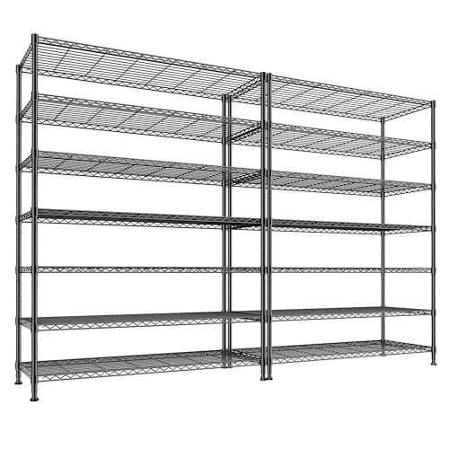 2 Set of 82.6H Metal Shelving Unit 7 Tier Storage Shelves Adjustable Wire Shelving Metal Wire Shelf Pantry Shelves Commercial Rack for Kitchen Pantry Garage 45" W x 82.6''H x 13.5" D (2 Count)