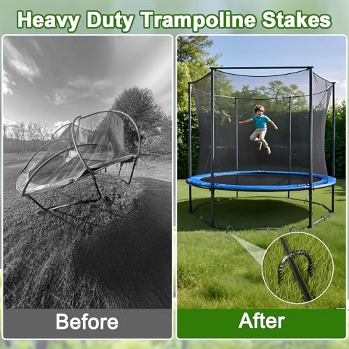 Trampoline Stakes Heavy Duty 12 Inch Trampoline Anchors High Wind (12 Count)