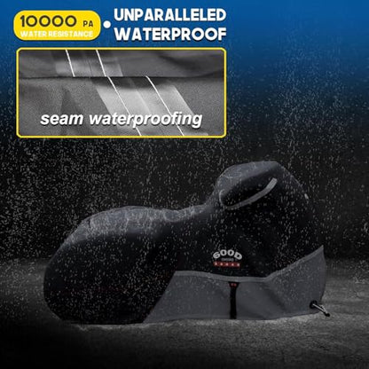 Motorcycle Cover 600D Heavy Duty All Season Universal Weather Waterproof Sun Outdoor Protection Durable Night Reflective& 96" XXL Vehicle Cover