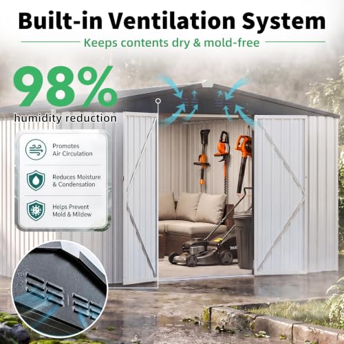 10' x 10' Waterproof Metal Outdoor Storage Shed
