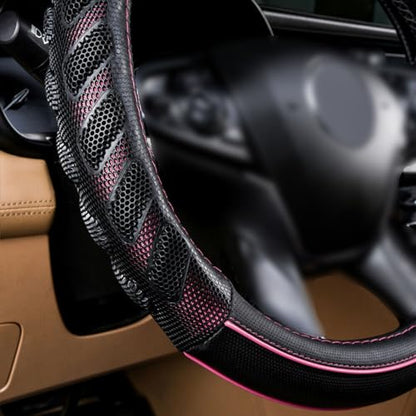 car Steering Wheel Cover Faux Leather Massage Universal fit 3D Honeycomb Hole Anti