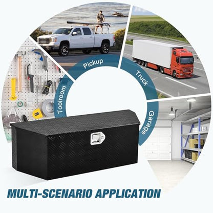36 Inch Heavy Duty Aluminum Plated Tool Box Pick Up Truck Bed RV Trailer Tongue Toolbox Waterproof Storage Organizer with Lock and Keys