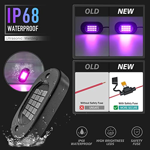 LED RGB Rock Lights for UTV ATV RZR 4 Pods with APP and Remote Control (4 Count)