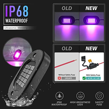 LED RGB Rock Lights for UTV ATV RZR 6 Pods with APP and Remote Control (6 Count)
