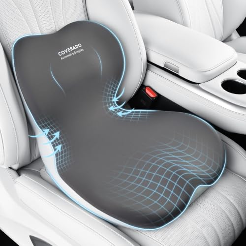 Car Seat Cushion and Lumbar Support Pillow One Piece