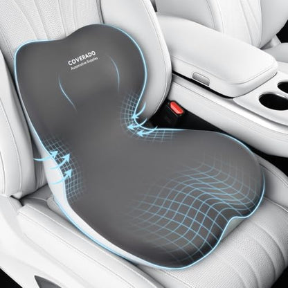 Car Seat Cushion and Lumbar Support Pillow One Piece