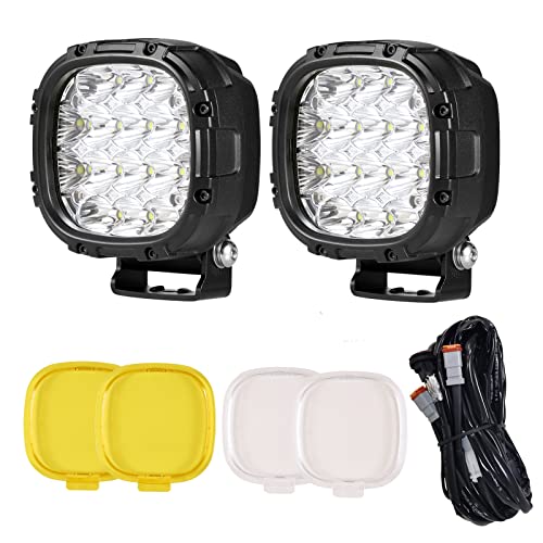 4 Inch Round Led Offroad Lights Pair 160W 18800LM Driving Spot Light Pods Super Bright Off Road Fog Lights with Wiring Harness 12V 24V for Pickup Trucks SUV UTV ATV