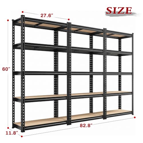 Set of 3 Storage Shelves 5 Tier Garage Shelving Heavy Duty Load 2000LBS
