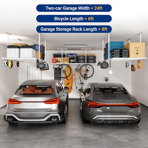4x8 Overhead Garage Storage Rack with 6 Hooks (2 Count)