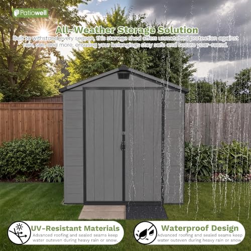 6X4 FT Plastic Outdoor Storage Shed with Floor