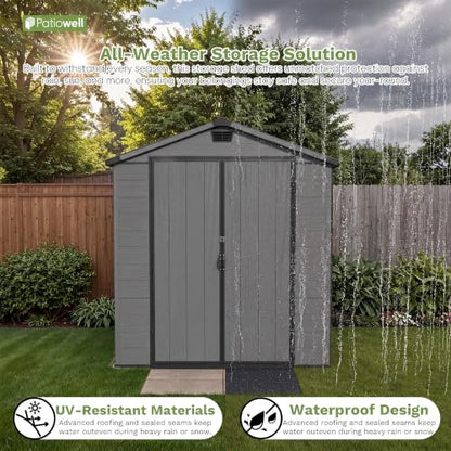 6X4 FT Plastic Outdoor Storage Shed with Floor