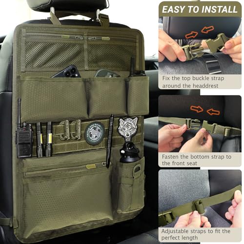 Tactical Car Seat Organizer with Multiple Pockets