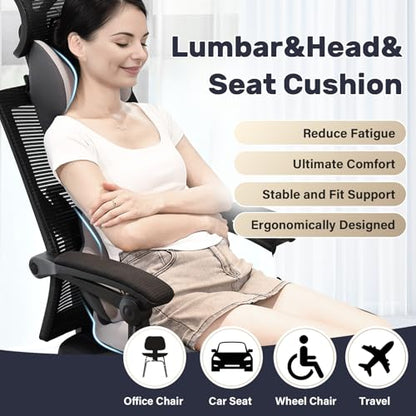 Seat Cushion and Lumbar Support Pillow for Car Office Chair
