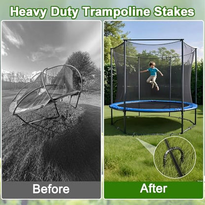Trampoline Stakes Heavy Duty 12 Inch Trampoline Anchors High Wind (20 Count)