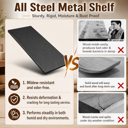 Heavy Duty Metal Bookshelf Adjustable Storage Shelving Unit for Home Office (5 Count)