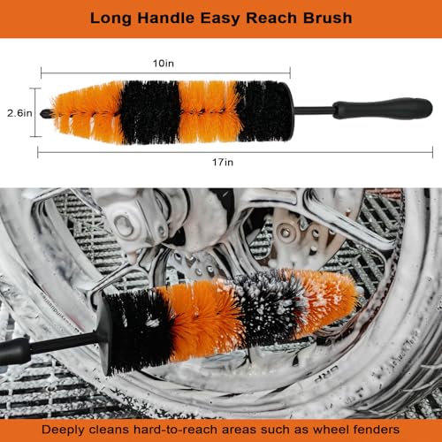 Motorcycle Cleaning Kit 6 Pack with Easy Reach Brush