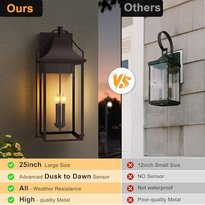 25IN Dusk to Dawn Outdoor Wall Sconce