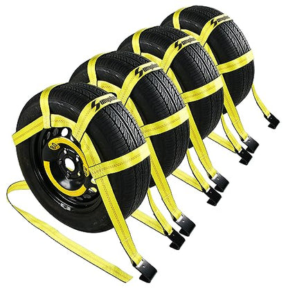 Tow Dolly Basket Straps with Flat Hook Fit 14" (4 Count)