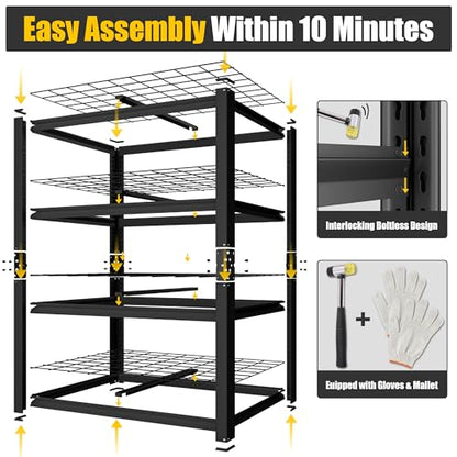 40" W Heavy Duty Garage Shelving 2200 LBS 4 Tier Storage Shelves (2 Count)