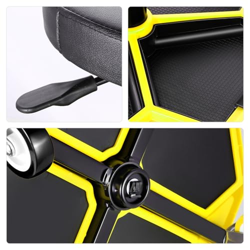 Adjustable Height Pneumatic Garage Seat Rolling Mechanic Stool with Tool Tray Storage