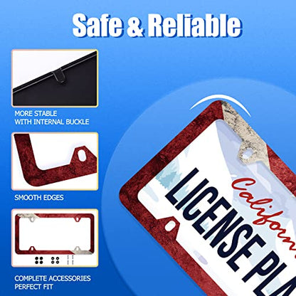 Diving Flag License Plate Frame Stainless Steel Accessory 12.3x6.3 Inch