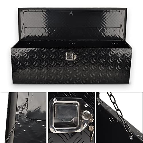 48In Black Aluminum Tool Box 5 Bar Tread ToolBox for Truck Bed Car Outdoor
