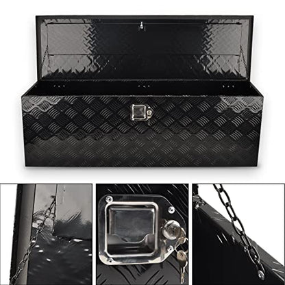 48In Black Aluminum Tool Box 5 Bar Tread ToolBox for Truck Bed Car Outdoor