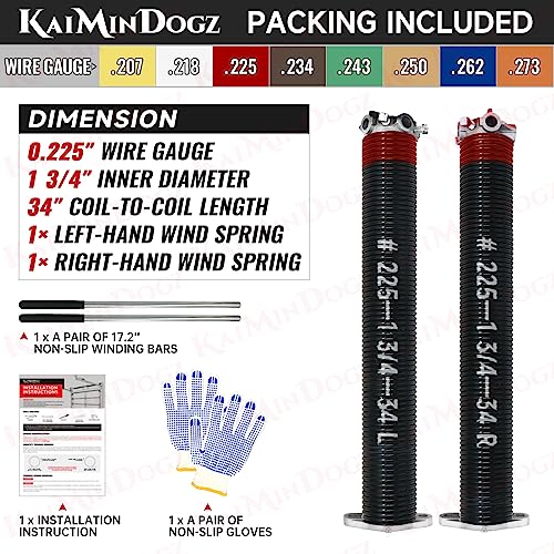 Pair of 1.75" Garage Door Torsion Springs Set with Non