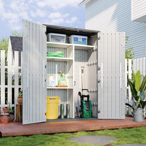 64 Cu.Ft Resin Storage Shed with Metal Shelving Kit & Floor