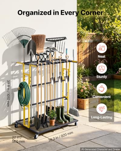 Garden Tool Organizer with Wheels