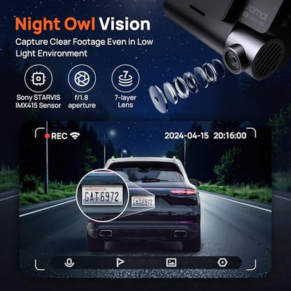 4K Dash Cam Front and Rear with STARVIS
