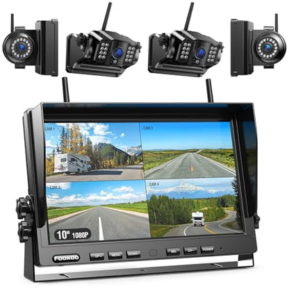 1080P 10" Magnetic Wireless Backup Camera 10" HD Split Screen Monitor